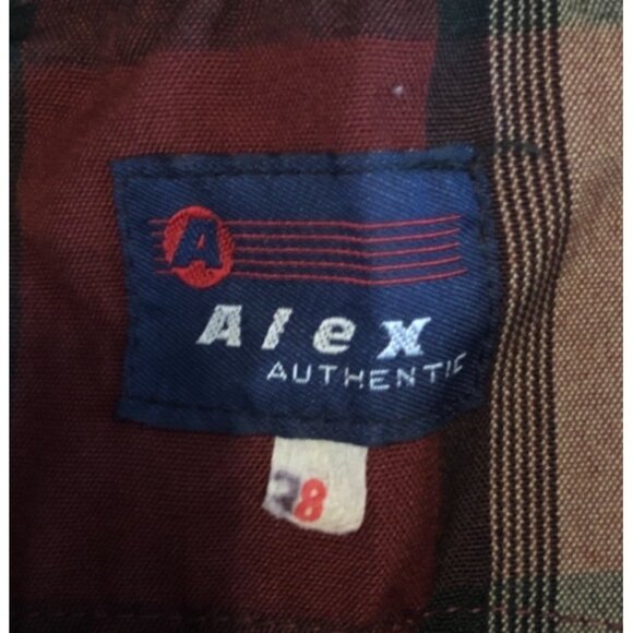 Mens Burgundy & Gray Plaid Long Sleeve Western Pearl Snap Shirt Size 38 ALEX - Picture 2 of 6